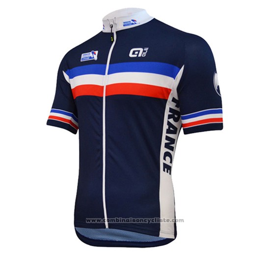 2016 Maillot Cyclisme France Bleu et Blanc Manches Courtes et Cuissard